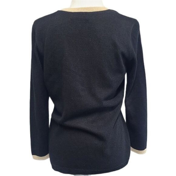 Dylani Sweater Womens Zip Up Cardigan Knit Black/Cream Sweater Size Medium - Picture 3 of 5